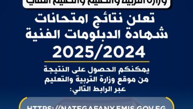 نتيجة الدبلومات الفنية 2025